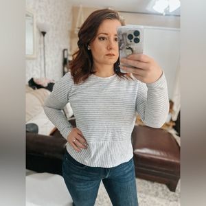 Abercrombie sweater grey with blue stripes size M